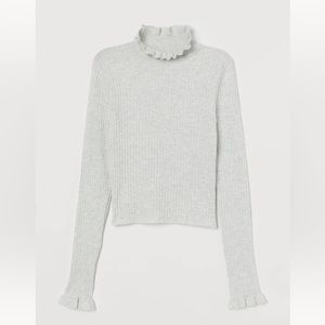 H&M Ruffle Neck & Sleeve Top